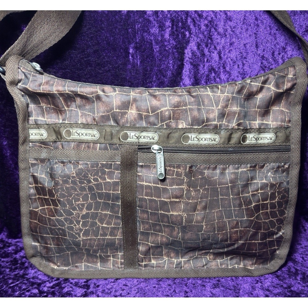 Lesportsac Croc Crossbody‎ Bag Reptile Snake Gator Animal Print Bag Retro Boho